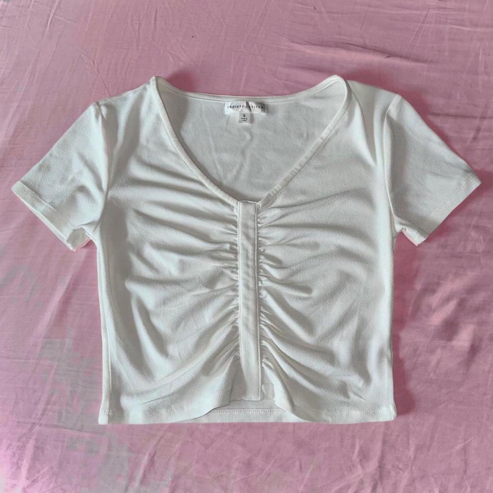 Cropped Plain White Runch Tee by Society + Stitch